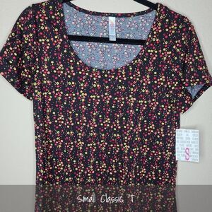 LuLaRoe Classic Tee Small Floral Black NEW